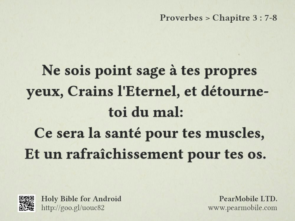Proverbes, Chapitre 3:7-8